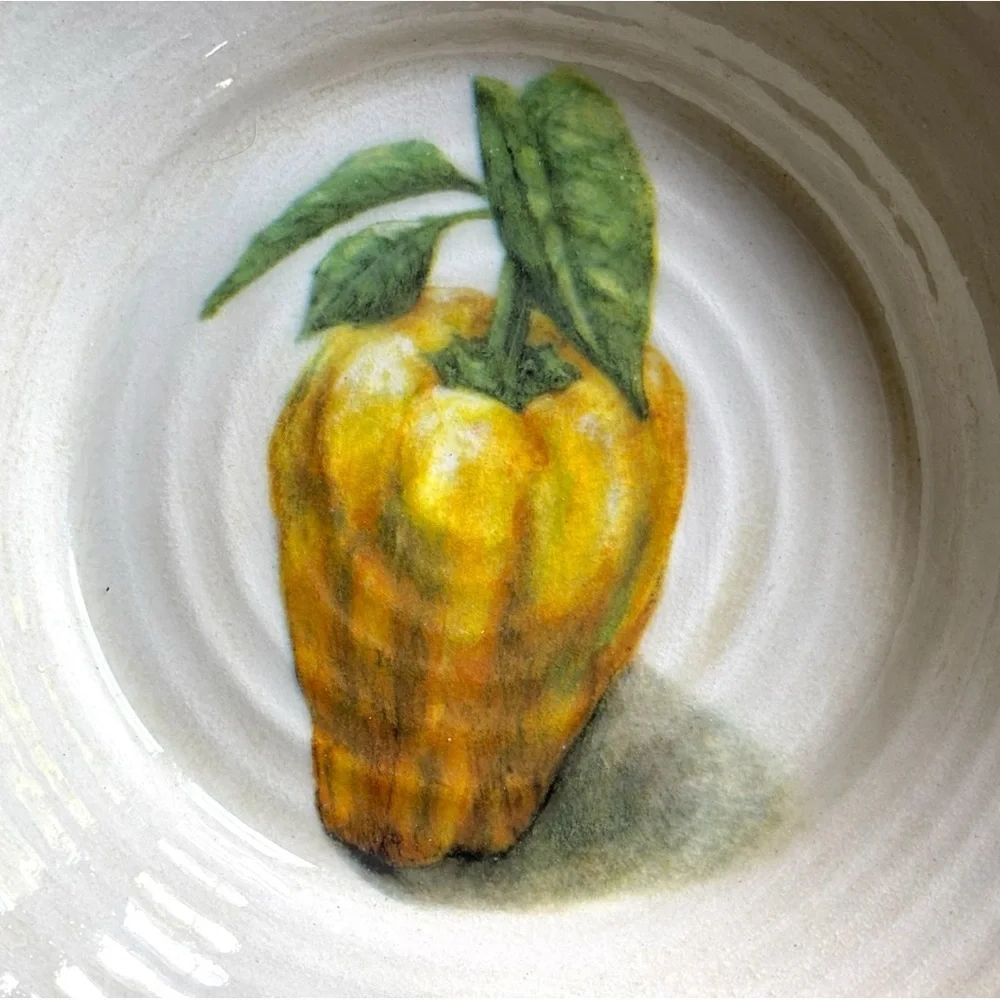 Williams Sonoma Jardin Potager individual Pasta Bowl yellow pepper made in Italy